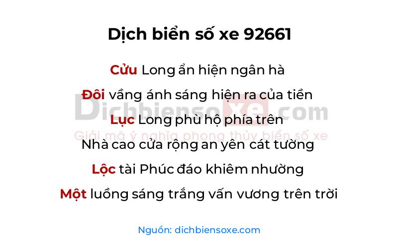 Dịch thơ biển số 92661