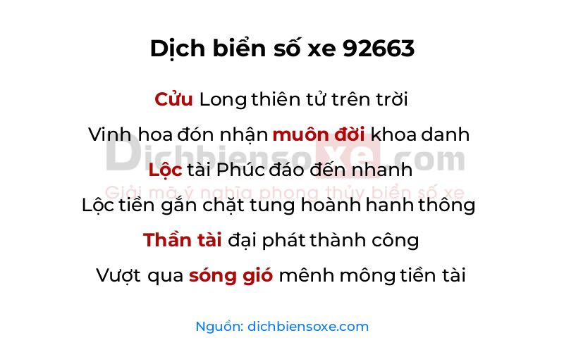 Dịch thơ biển số 92663