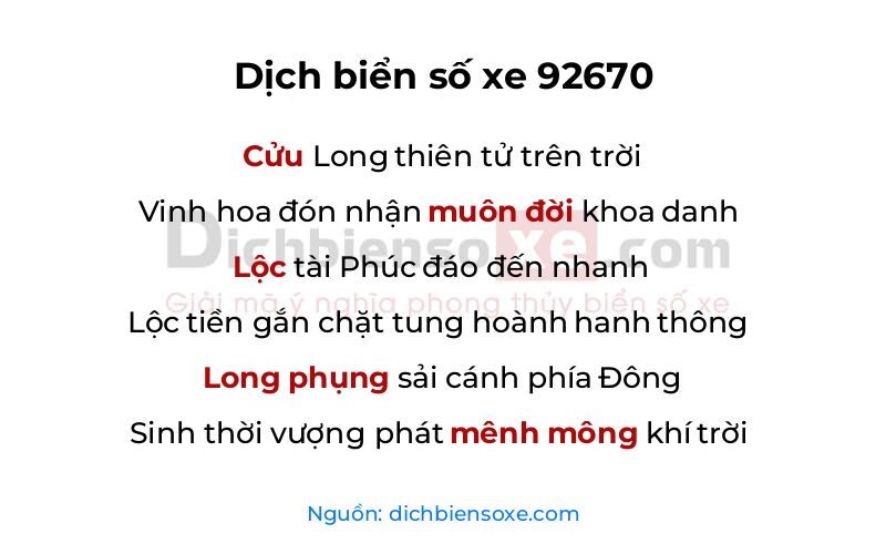 Dịch thơ biển số 92670