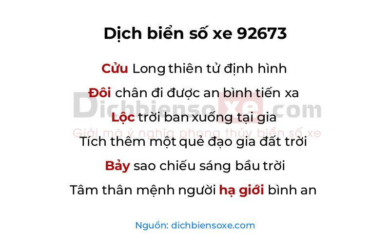 Dịch thơ biển số 92673