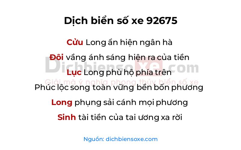 Dịch thơ biển số 92675