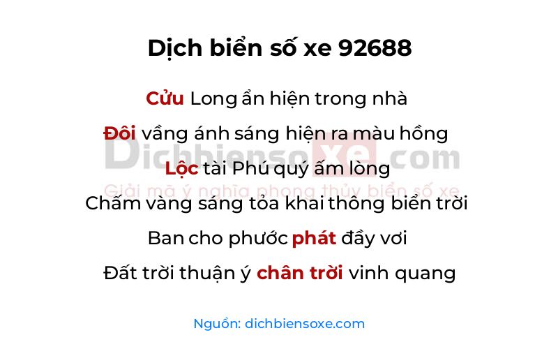 Dịch thơ biển số 92688