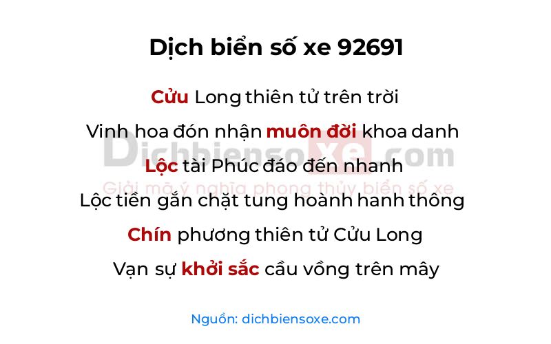 Dịch thơ biển số 92691