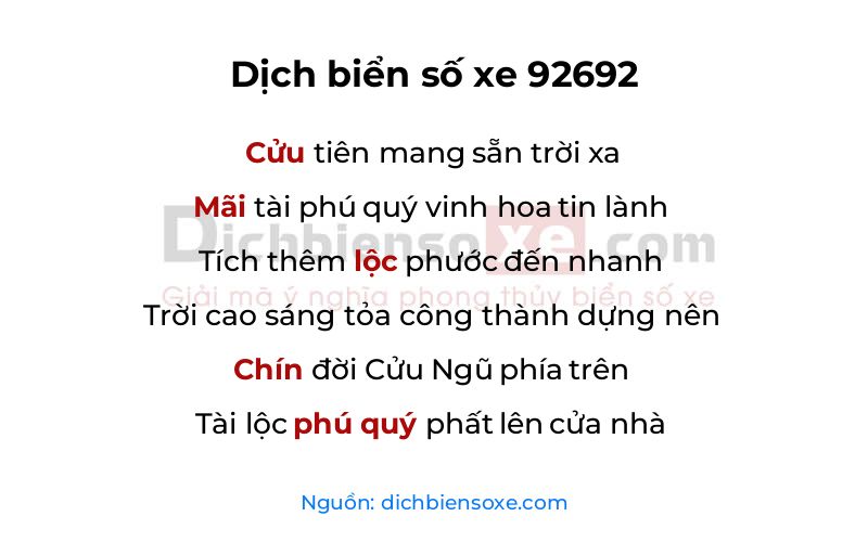 Dịch thơ biển số 92692