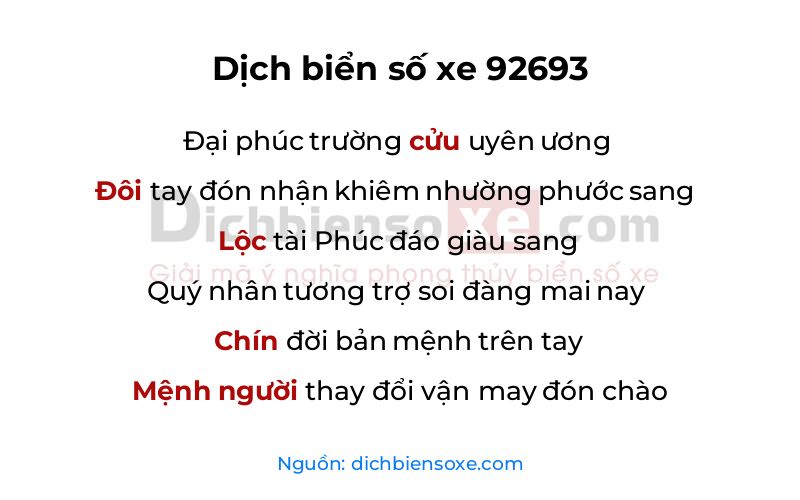 Dịch thơ biển số 92693