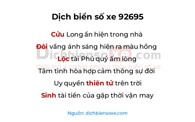 Dịch thơ biển số 92695