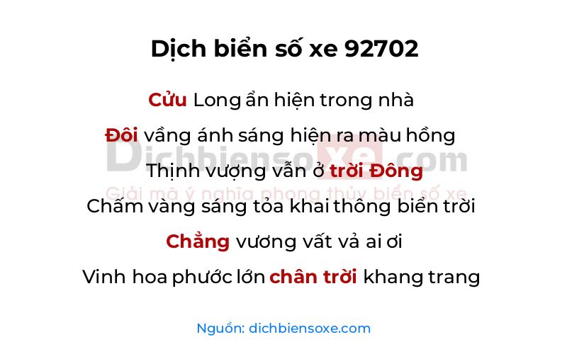 Dịch thơ biển số 92702