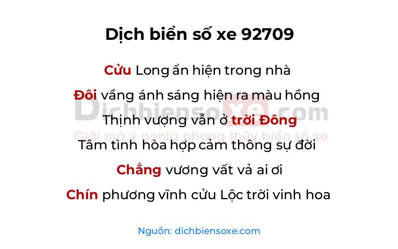 Dịch thơ biển số 92709