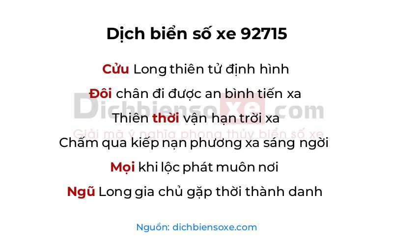 Dịch thơ biển số 92715