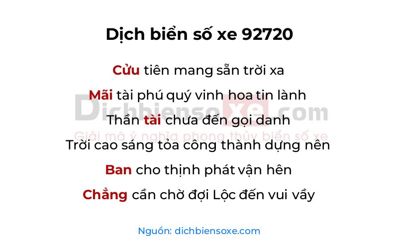 Dịch thơ biển số 92720
