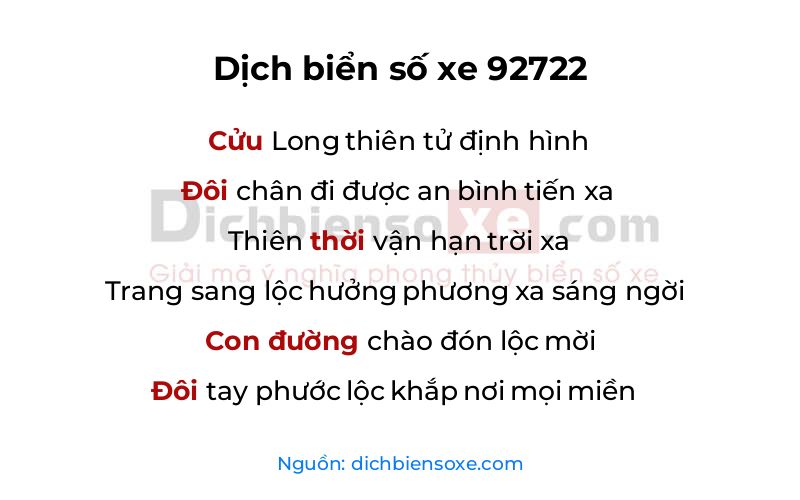 Dịch thơ biển số 92722