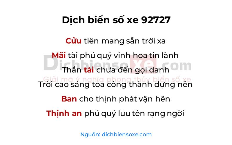 Dịch thơ biển số 92727