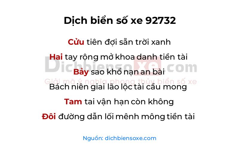 Dịch thơ biển số 92732