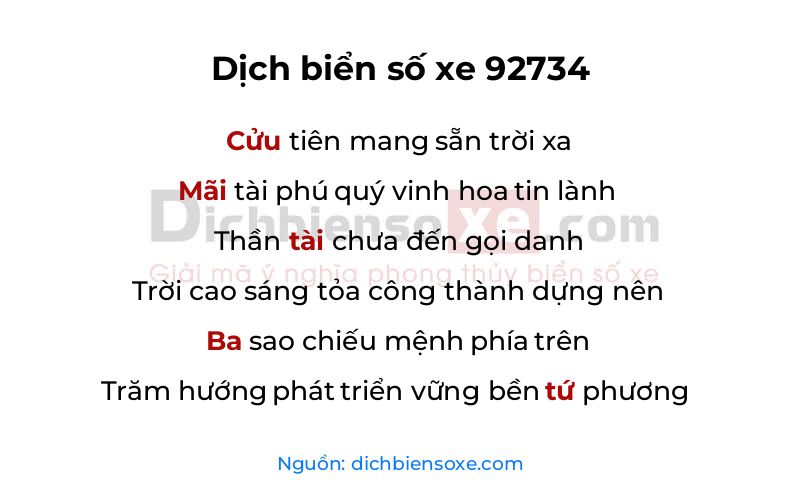 Dịch thơ biển số 92734