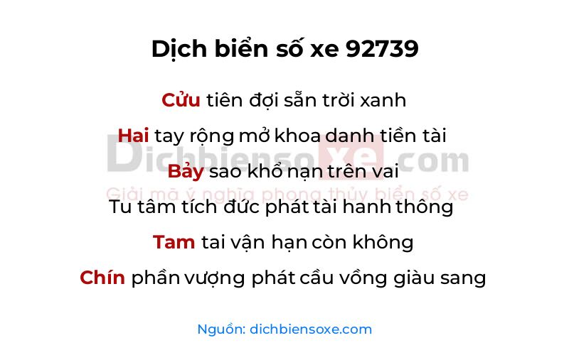 Dịch thơ biển số 92739