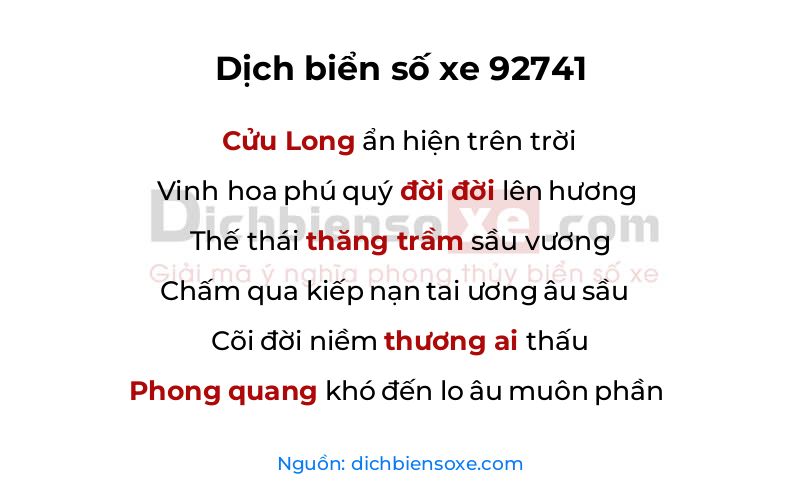 Dịch thơ biển số 92741