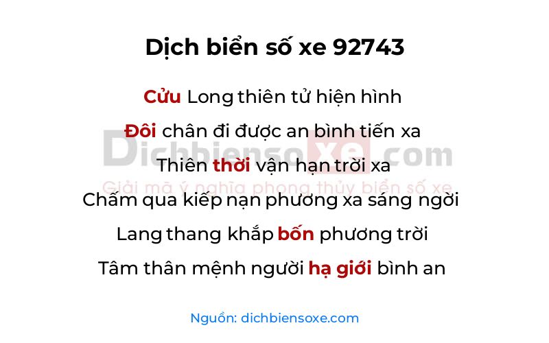 Dịch thơ biển số 92743