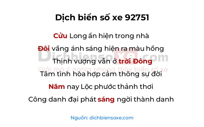Dịch thơ biển số 92751