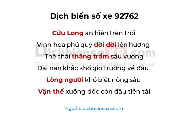 Dịch thơ biển số 92762