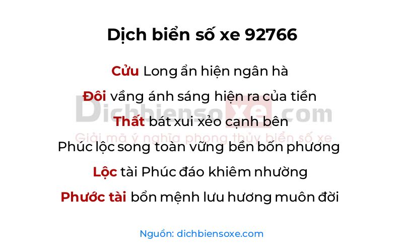 Dịch thơ biển số 92766