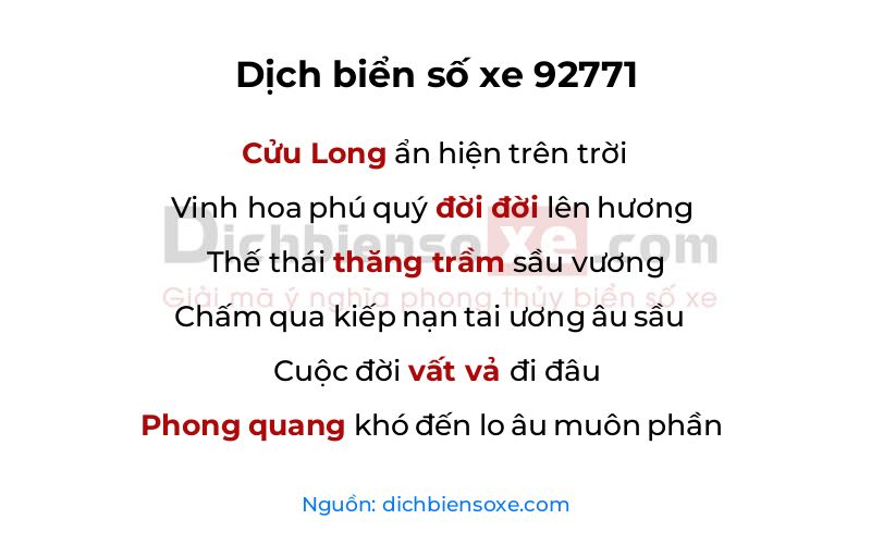 Dịch thơ biển số 92771