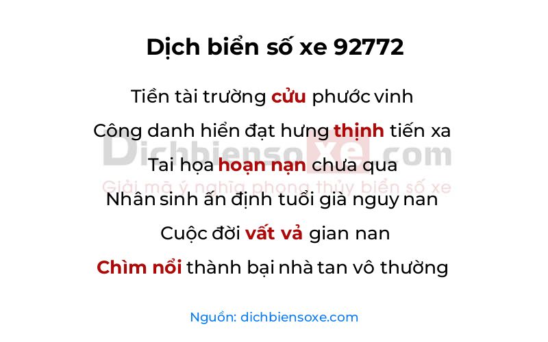 Dịch thơ biển số 92772