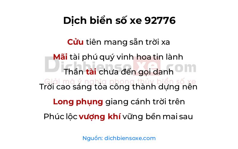 Dịch thơ biển số 92776