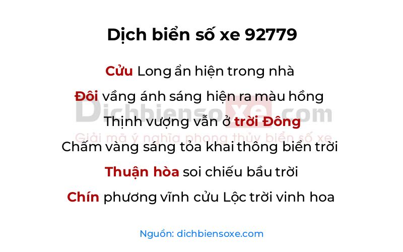 Dịch thơ biển số 92779