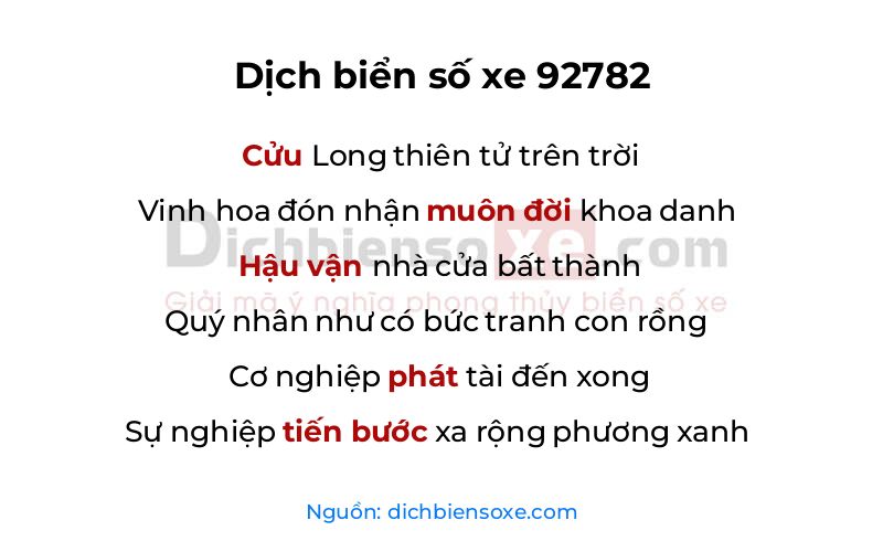 Dịch thơ biển số 92782