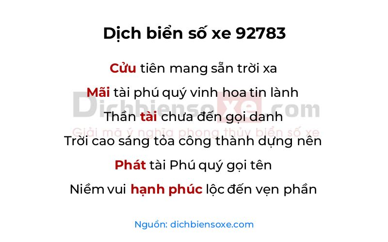 Dịch thơ biển số 92783