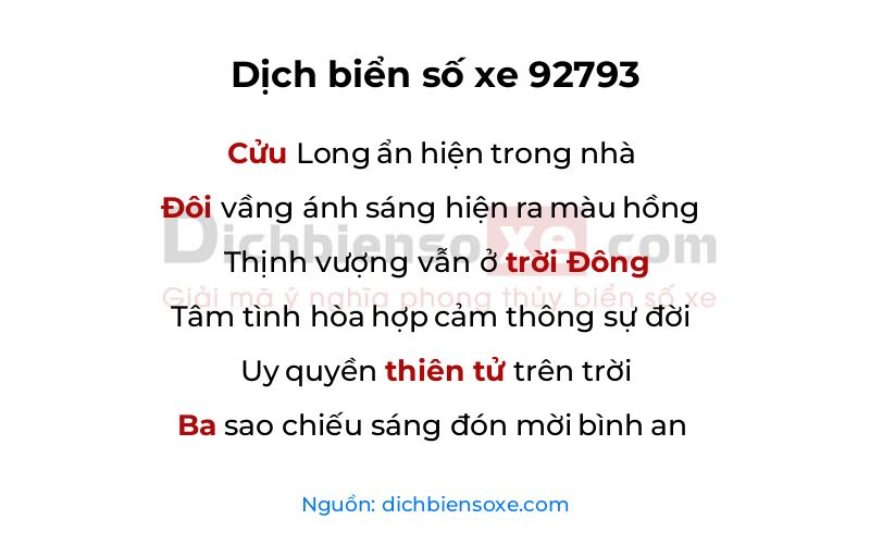 Dịch thơ biển số 92793