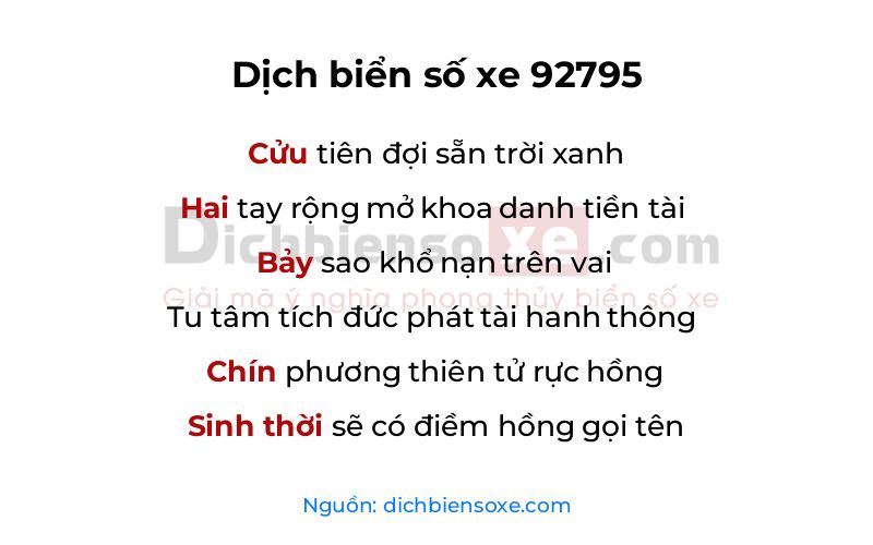 Dịch thơ biển số 92795