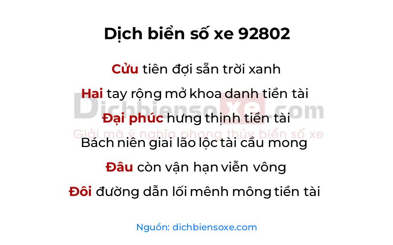Dịch thơ biển số 92802