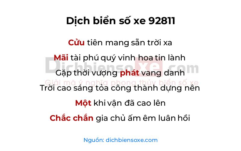 Dịch thơ biển số 92811