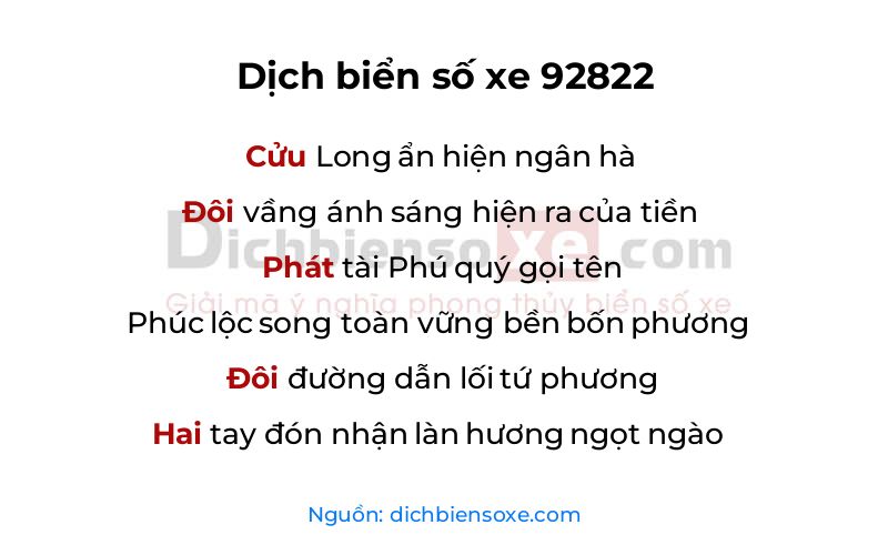 Dịch thơ biển số 92822