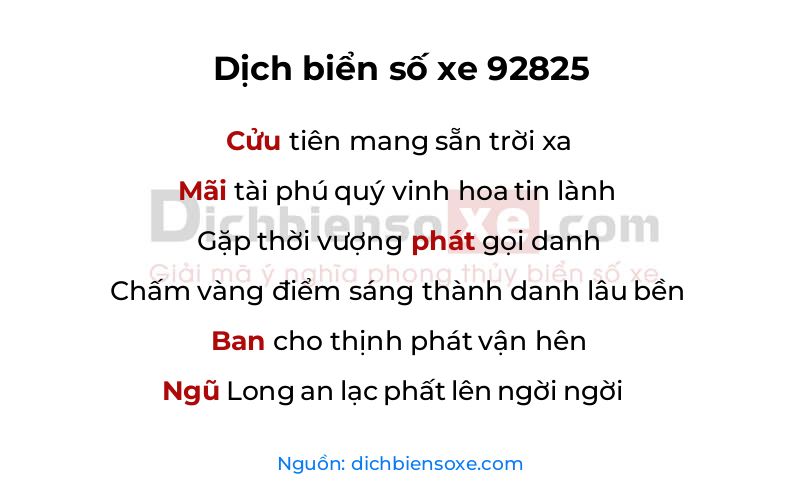 Dịch thơ biển số 92825