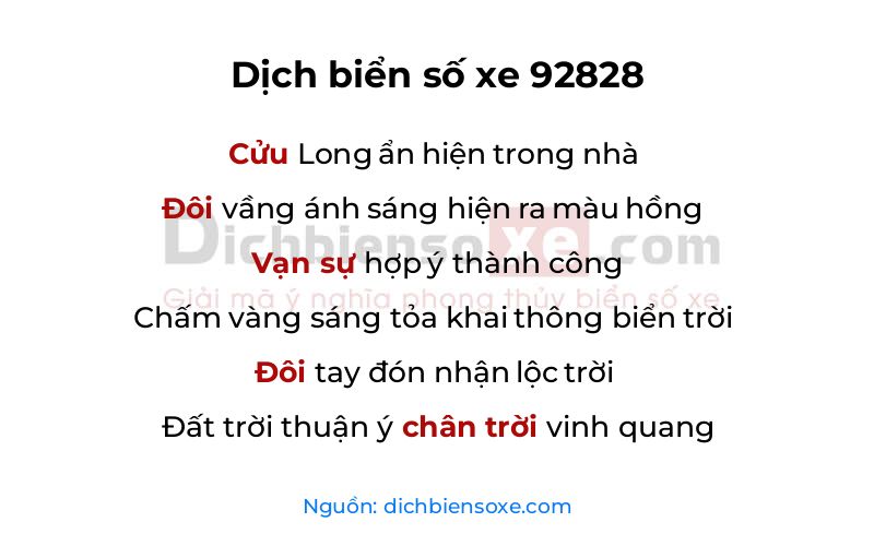 Dịch thơ biển số 92828