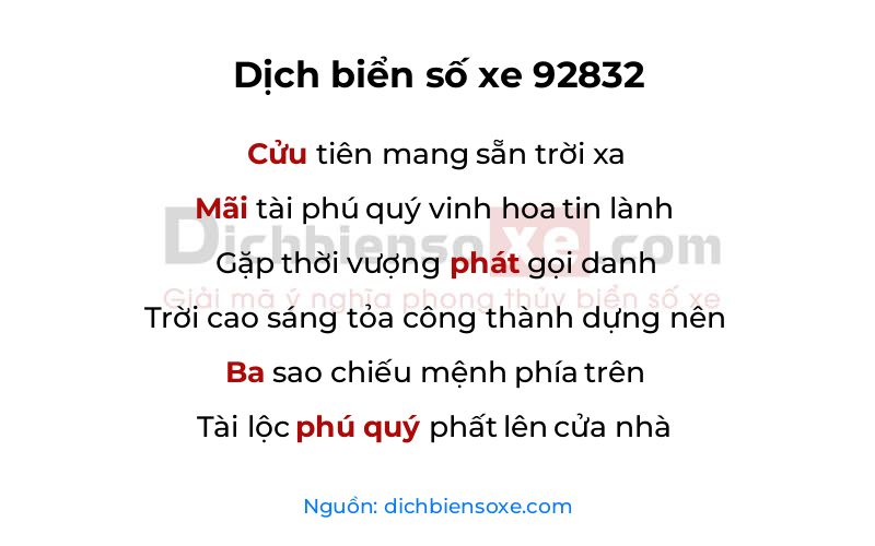 Dịch thơ biển số 92832