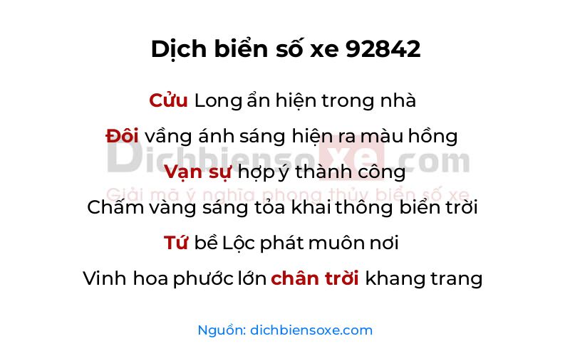 Dịch thơ biển số 92842