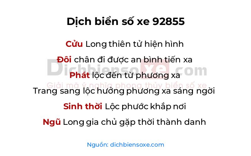 Dịch thơ biển số 92855