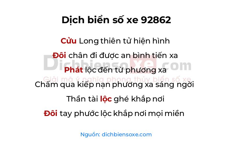 Dịch thơ biển số 92862