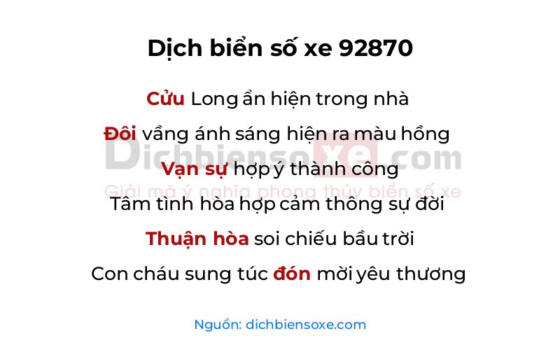 Dịch thơ biển số 92870