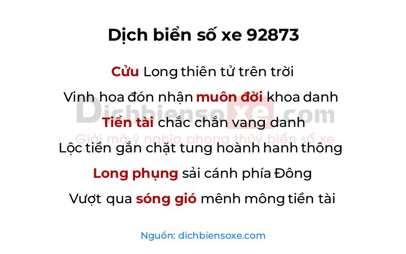 Dịch thơ biển số 92873