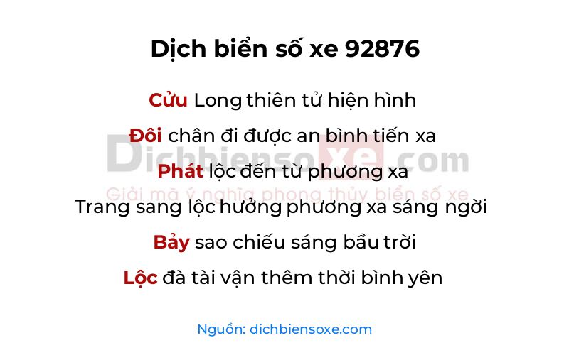 Dịch thơ biển số 92876
