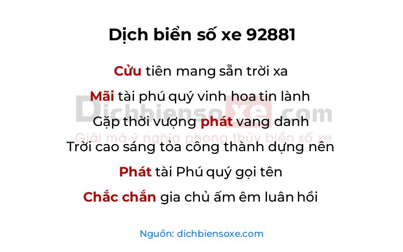 Dịch thơ biển số 92881