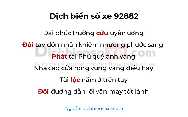 Dịch thơ biển số 92882