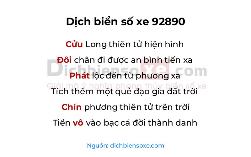 Dịch thơ biển số 92890