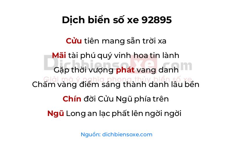 Dịch thơ biển số 92895
