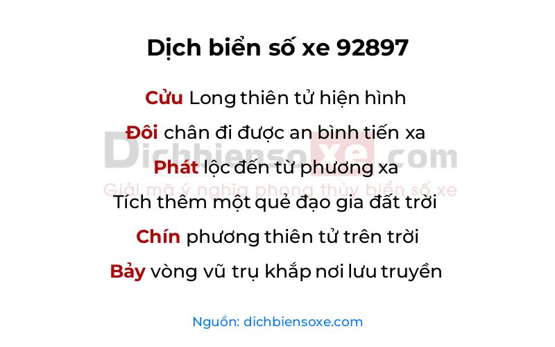 Dịch thơ biển số 92897