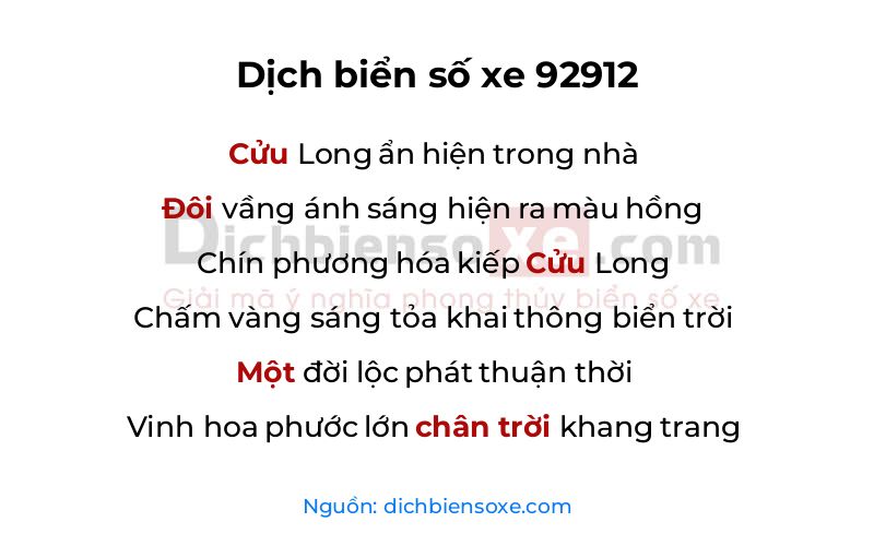 Dịch thơ biển số 92912